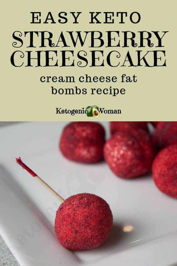 Strawberry Cheese Cake Cream Cheese Fat Bomb Pinterest Pin graphic