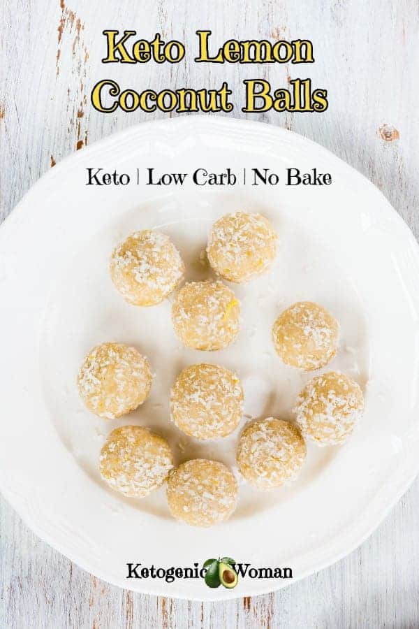 Easy Keto Low Carb Lemon Coconut Balls. No bake with only 4 ingredients. Simple cream cheese bites.