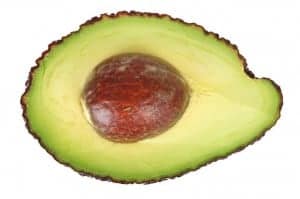 A close up of a cut avocado