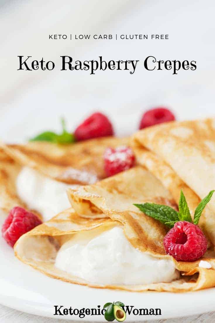 Keto Low Carb Raspberry Crepes for a great brunch or weekend breaskfast