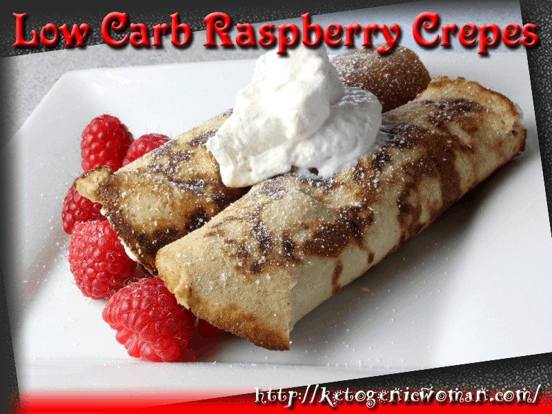Raspberry crepes on a plate