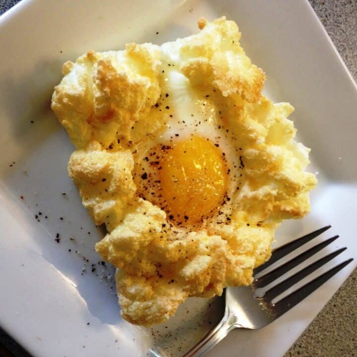 egg fast egg puff on white plate