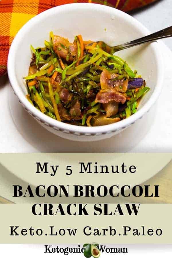 Fast and easy keto low carb bacon broccoli crack slaw recipe