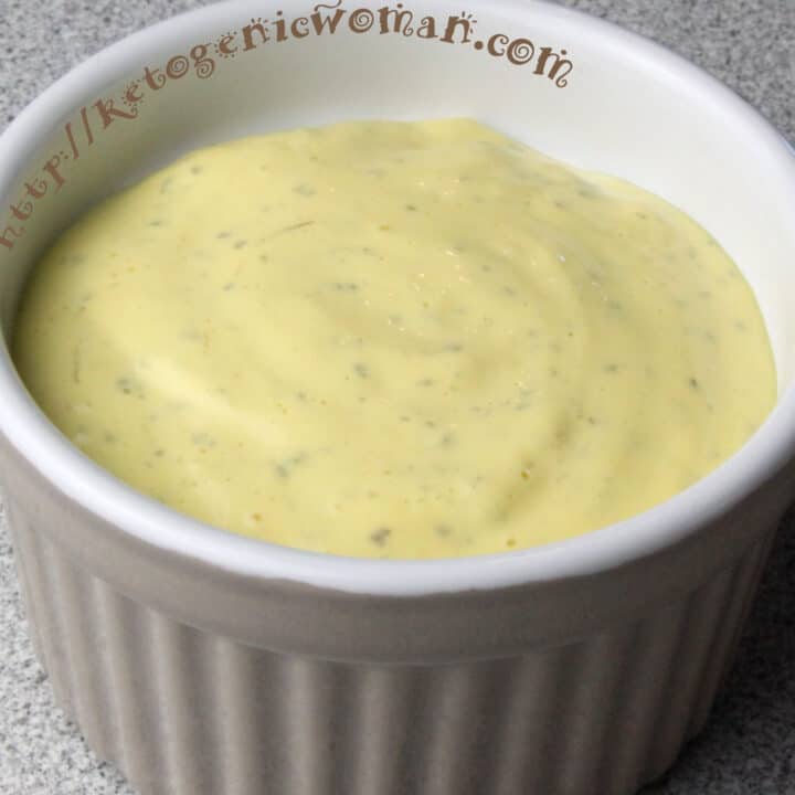 A bowl of dip with Mayonnaise and Avocado oil