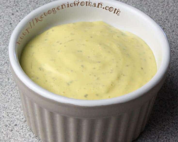 A bowl of dip with Mayonnaise and Avocado oil