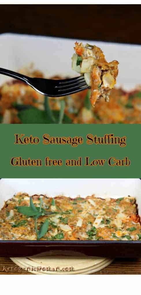 This Keto Sausage Stuffing is gluten free and full of flavor! Perfect for your Keto Thanksgiving turkey!