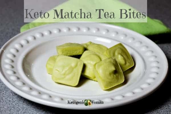 Keto Matcha Cheesecake bites on white plate