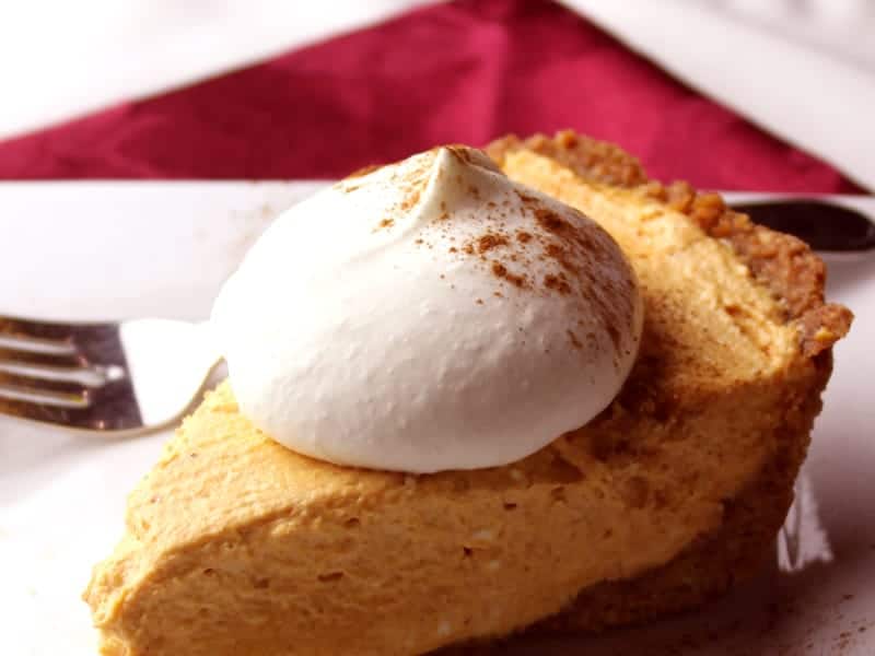 No Bake Pumpkin Cheesecake with whipped cream