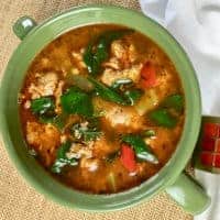 Keto Sausage Soup with Peppers and Spinach