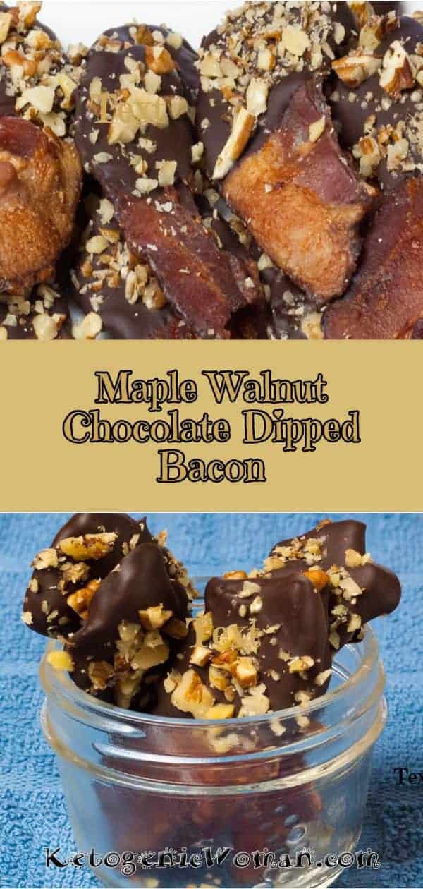 Maple Walnut Chocolate Dipped Bacon! Keto, sugar free and low carb appetizer!