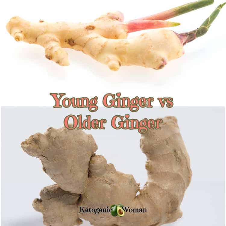 Young Ginger and old ginger to show the difference