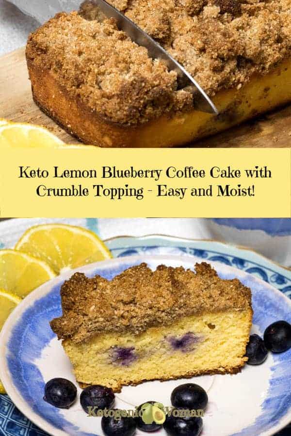 Keto Low Carb Lemon Blueberry Coffee Cake is pudding moist and tastes like Starbucks! Add a mug of coffee and you are all set!