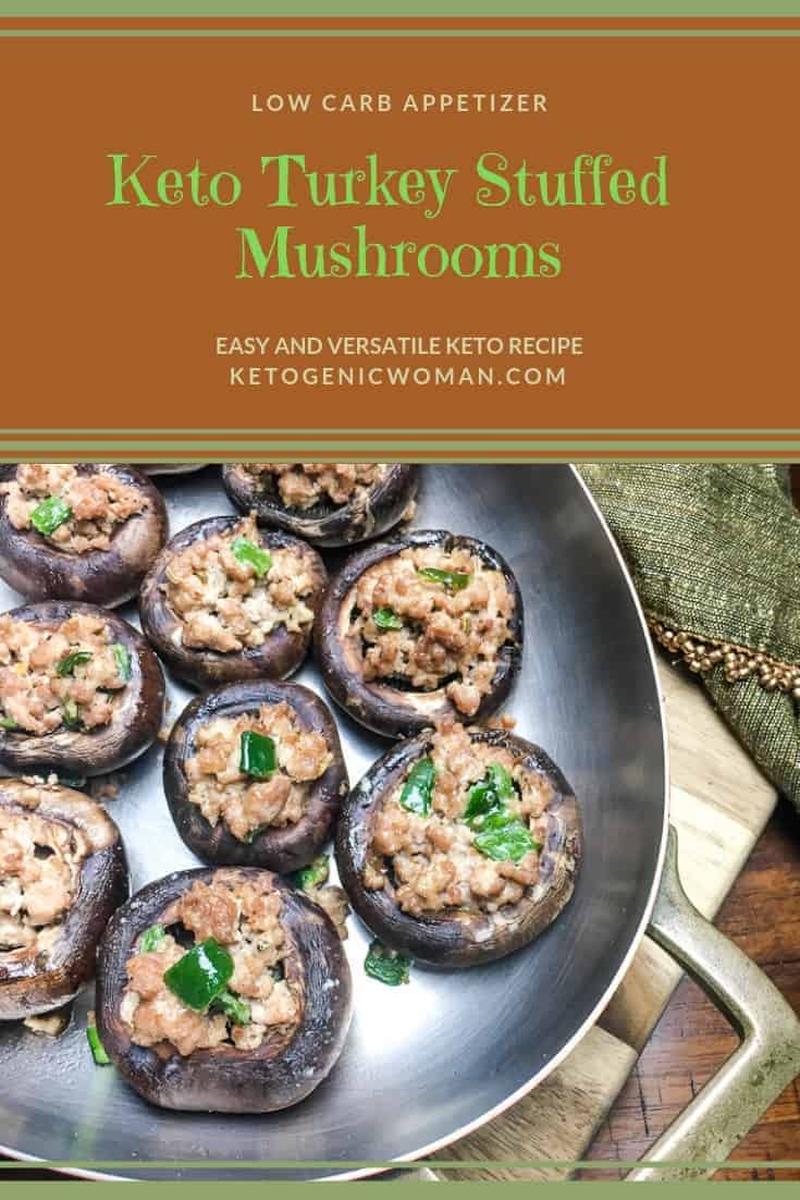 Keto Turkey Stuffed Portobello Mushrooms. Easy low carb dinner or appetizer.