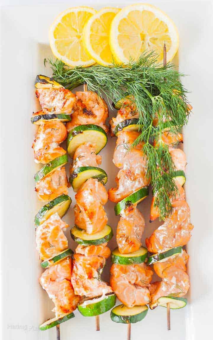Grilled Salmon Kabobs with Lemon Dill Marinade