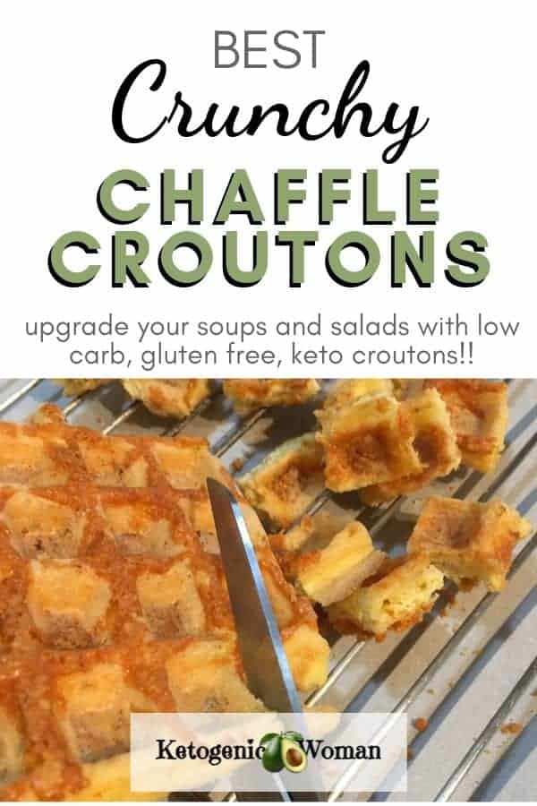 A close up of croutons