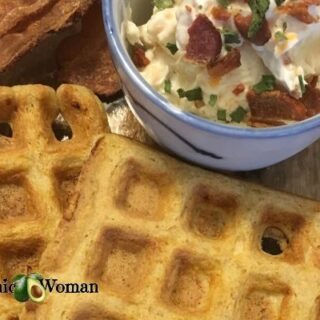 Carnivore Waffles with Savory Dip and Bacon