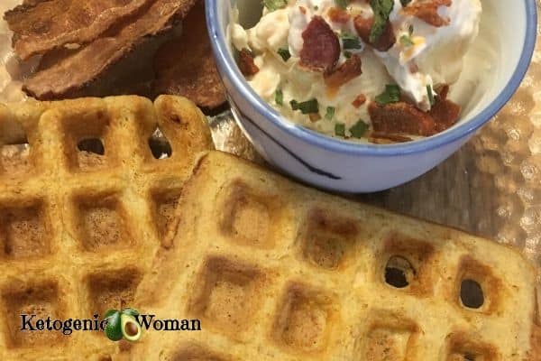 Carnivore Waffles with Savory Dip and Bacon