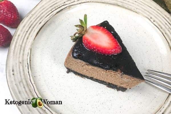 Chocolate Cheesecake slice on plate