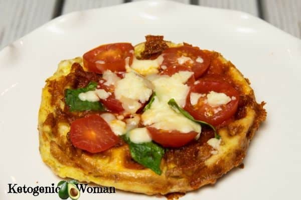 Keto Chaffle Pizza on white plate