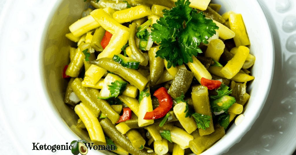 Bean salad in bowl closeup