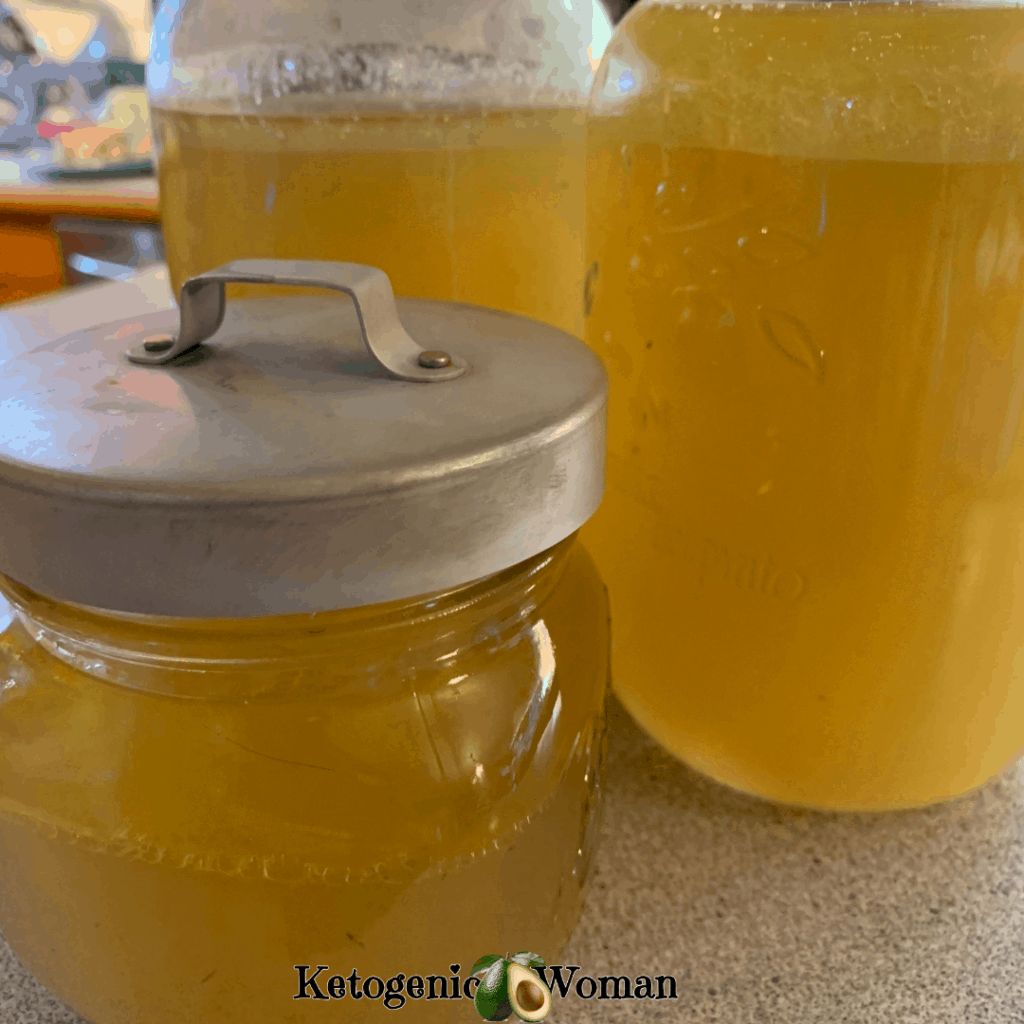 bone broth cooling in jars