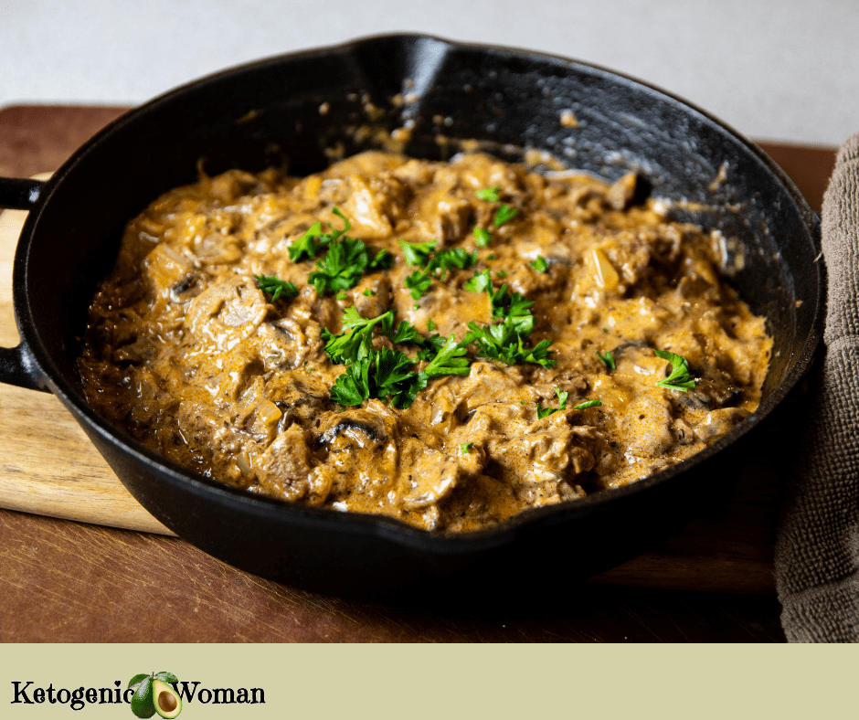 Beef Stroganoff in Cast Iron Pan