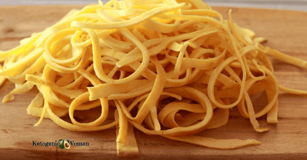 Pile of Carnivore Noodles on Wooden board