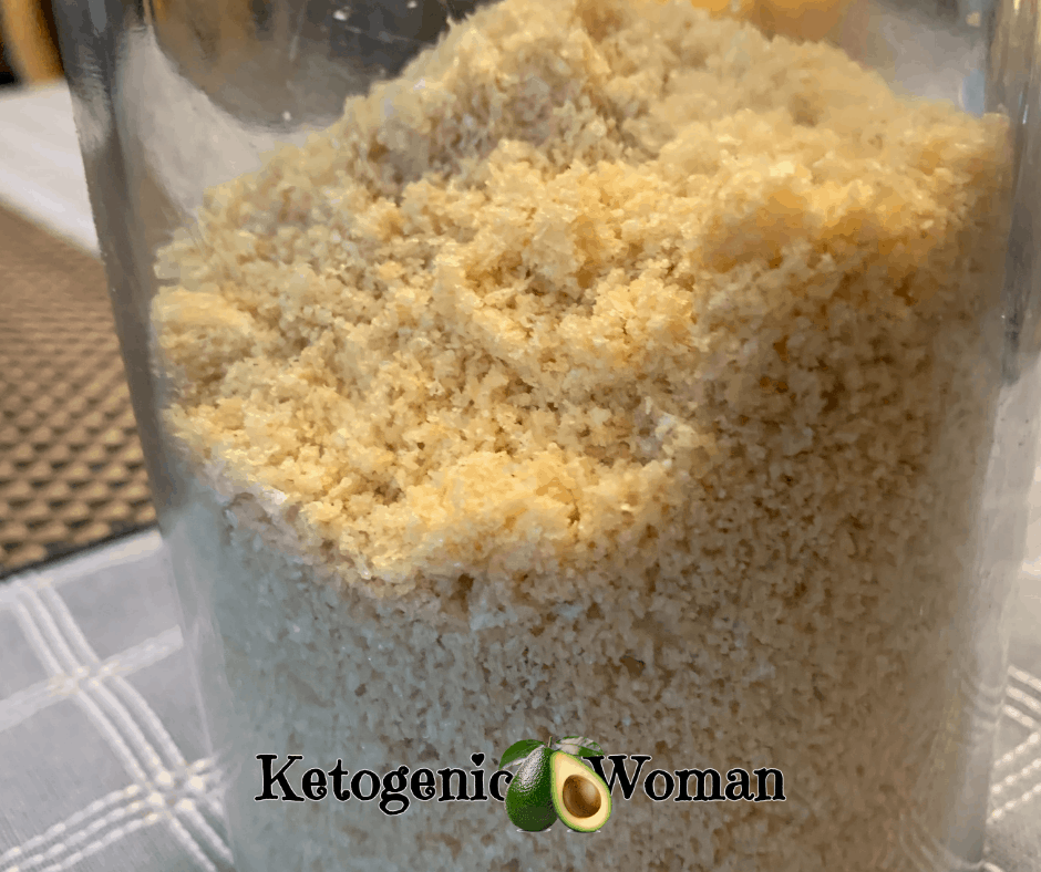 Ground Pork rinds in a jar