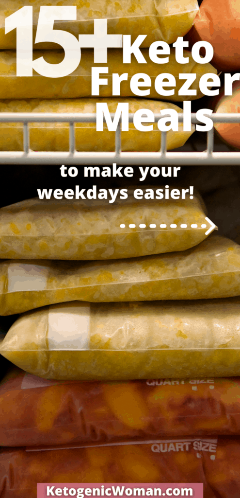 Stack of freezer bags filled with food