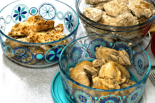 Proteins in storage bowls for PSMF Diet