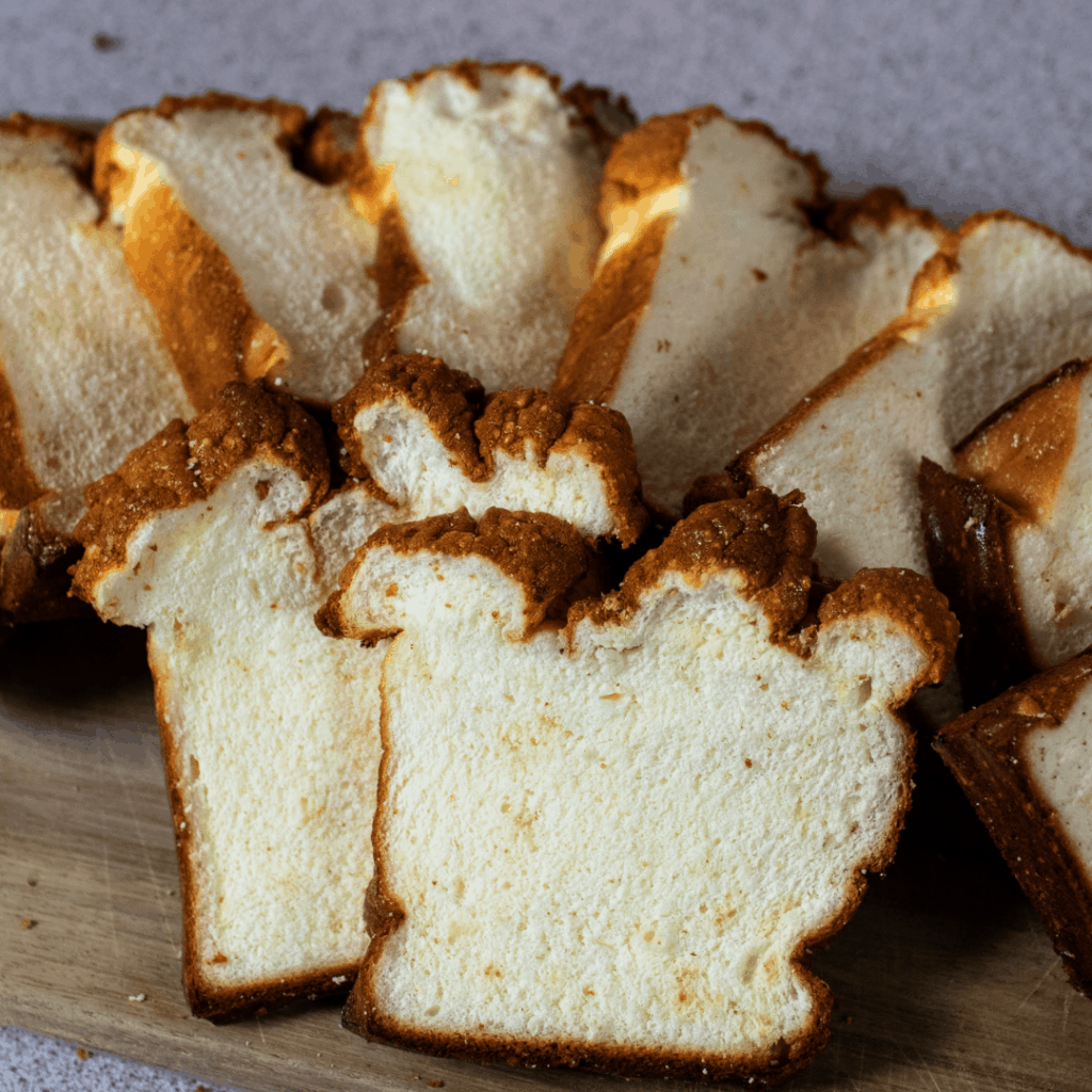 egg white bread closeup shot