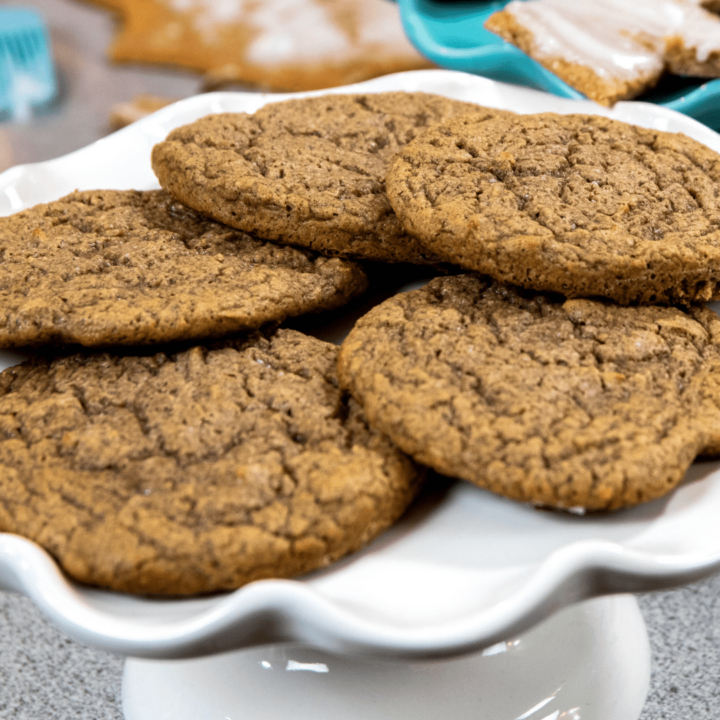 Large Keto Gingerbread Cookies on white plate
