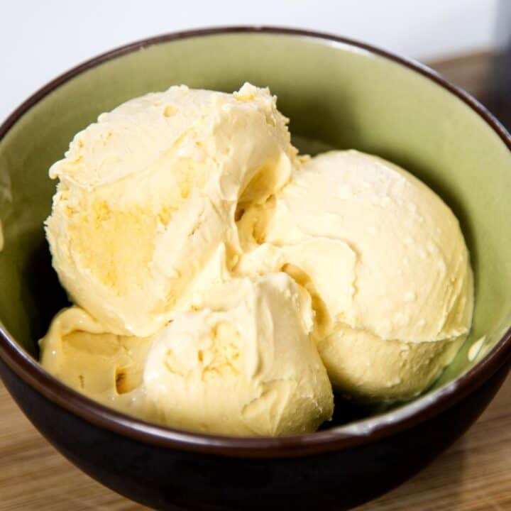 closeup keto egg fast ice cream in a bowl
