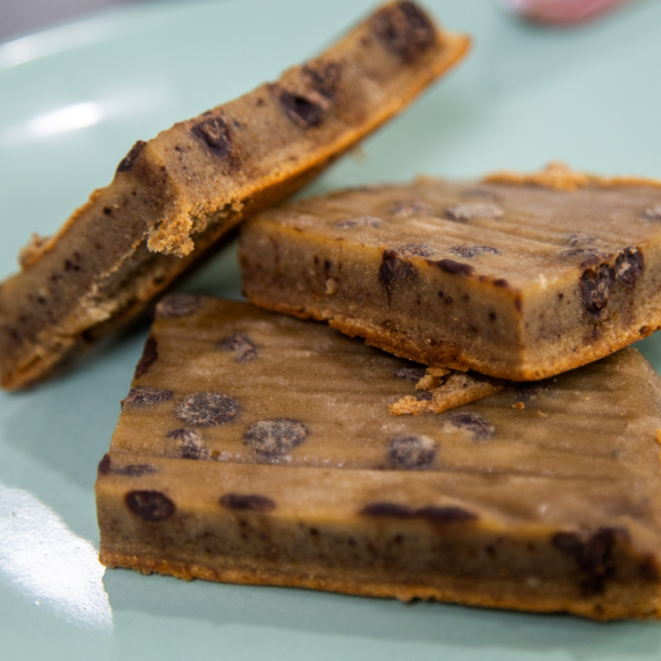 closeup shot of protein powder cookie bars