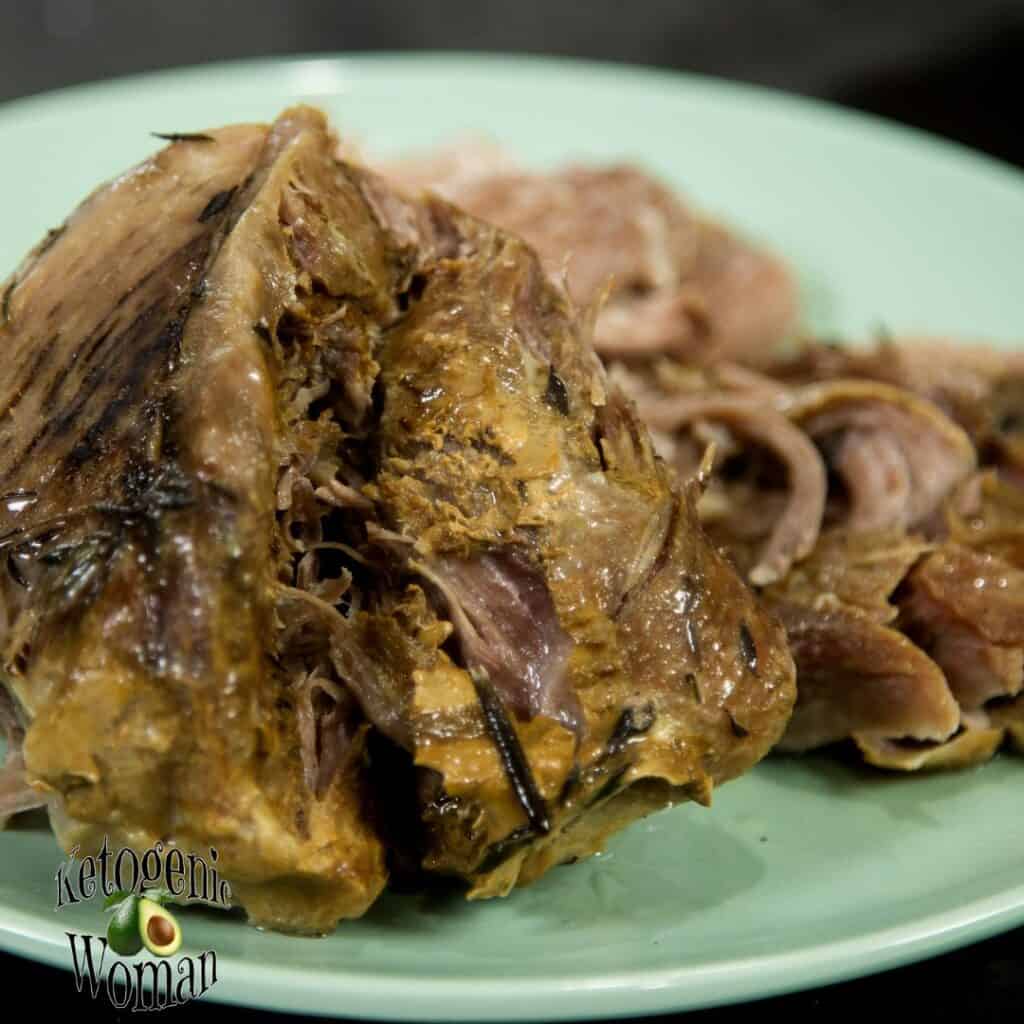 Tender Pork ROAST ON BLUE PLATE