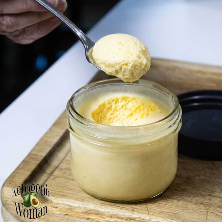 Jar of Butter Mayo on wooden board