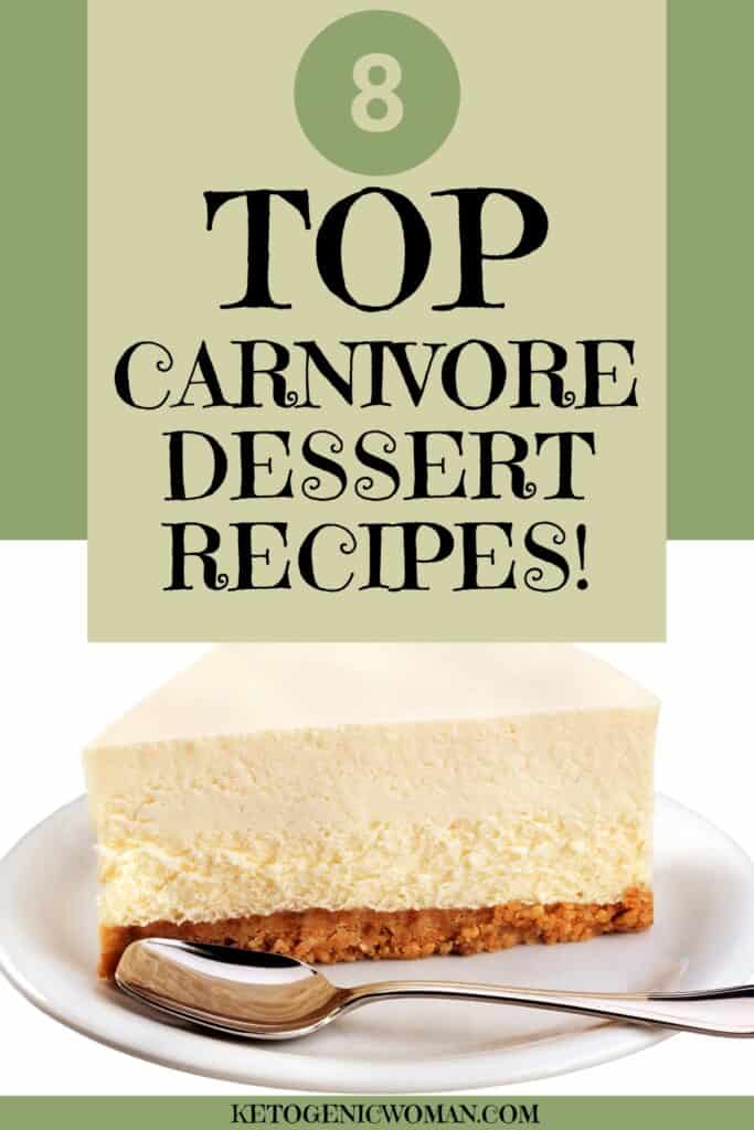 image of carnivore cheesecake on a plate with a spoon.  One of 8 best carnivore dessert recipes listed in this post.